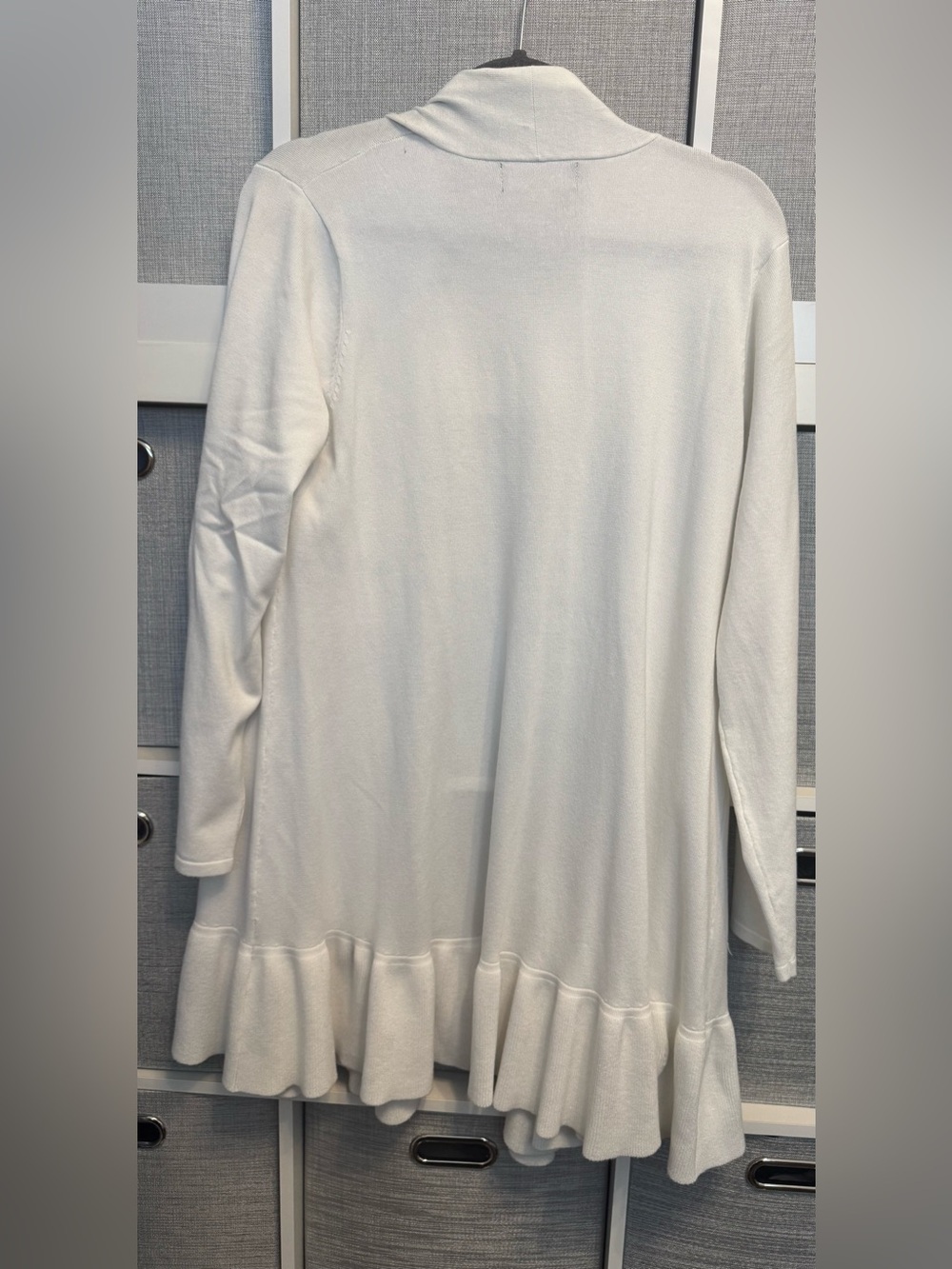 Context Cream Open-Front Ruffle-Hem Cardigan - Picture 2 of 3